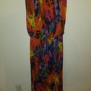 Strapless,Sleeveless,Multicolor long dress.